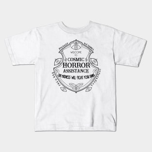Cosmic Horror Assistance (White) Kids T-Shirt